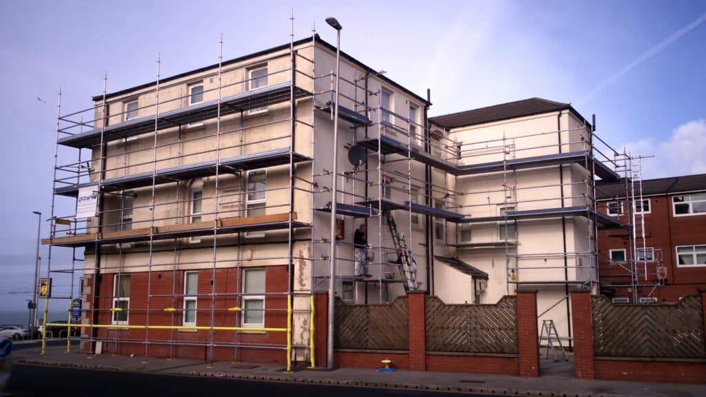 external scaffolding for commercial building