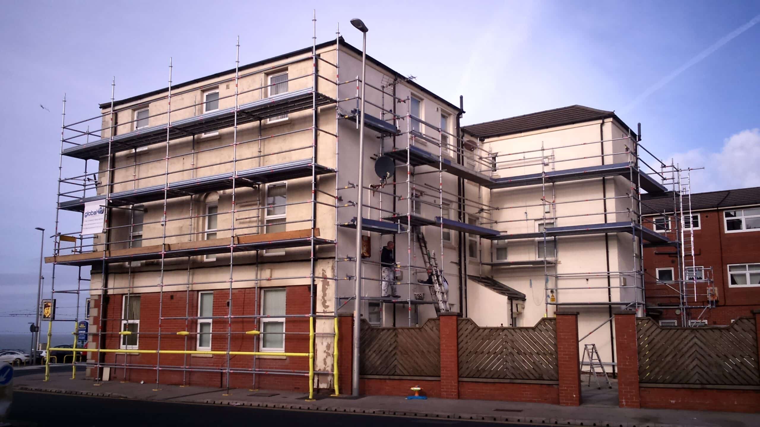 external scaffolding for commercial building