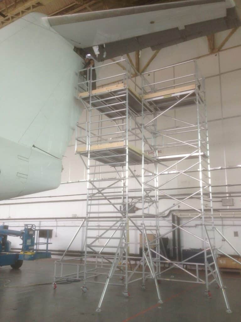 industrial scaffolding for aircraft tail dock