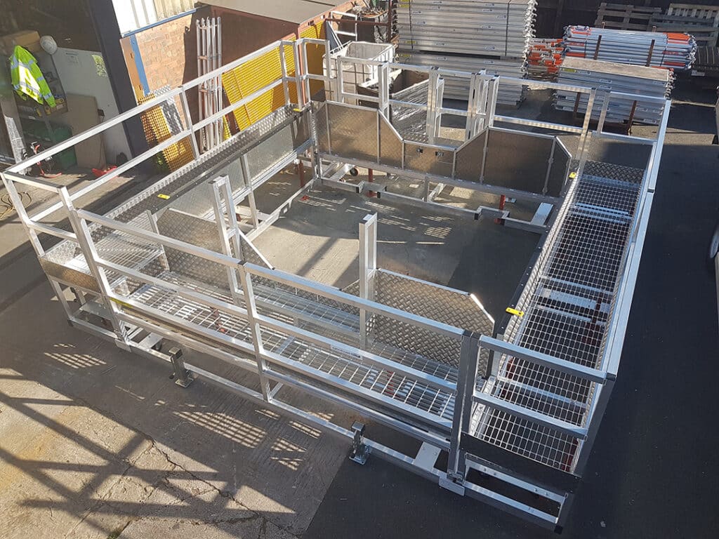 bespoke-aluminium-wrap-around-platform-aerial-view Bespoke aluminium wrap around access platform